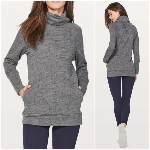 LULULEMON To You Tunic Sweatshirt in Heathered Core Dark Gray Size 12 W3BAPS - Picture 1 of 10